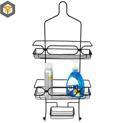 Personalizado por 2D / 3D / desenho 2 Tier Metal Negro organizador de cesta de banho para carrinho de chuveiro
