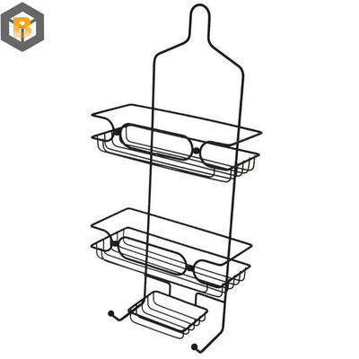 Personalizado por 2D / 3D / desenho 2 Tier Metal Negro organizador de cesta de banho para carrinho de chuveiro