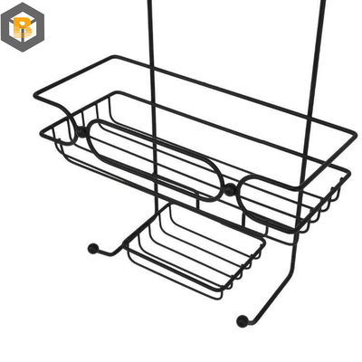 Personalizado por 2D / 3D / desenho 2 Tier Metal Negro organizador de cesta de banho para carrinho de chuveiro