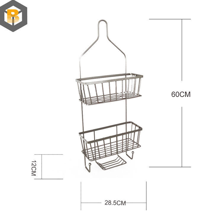 Cadeira de chuveiro de metal de banho decorativo com gancho e xampu