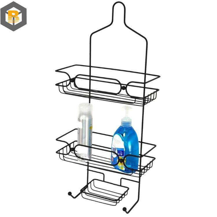 Personalizado por 2D / 3D / desenho 2 Tier Metal Negro organizador de cesta de banho para carrinho de chuveiro